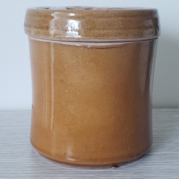 Embossed Pandas & Bamboo Canister W/ Lid Sheila Fournier Tan Glazed Ceramic VTG - Picture 6 of 12